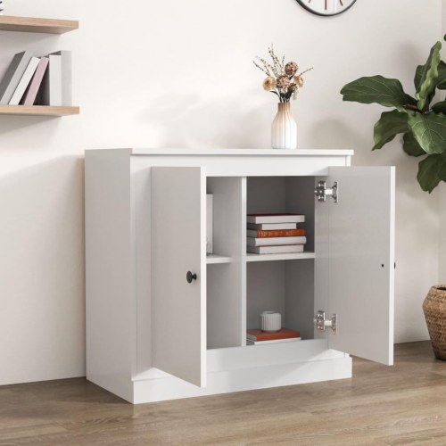 Skænk 70x35,5x67,5 cm konstrueret træ hvid højglans