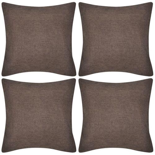 4 Brune pudebetræk linen-look 50 x 50 cm