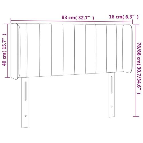 Sengegavl med kanter 83x16x78/88 cm fløjl lyserød