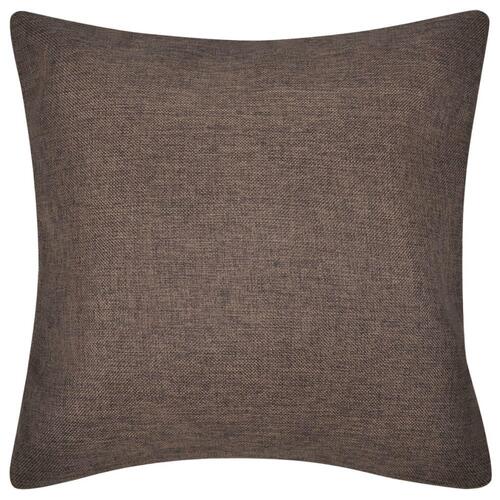 4 Brune pudebetræk linen-look 50 x 50 cm