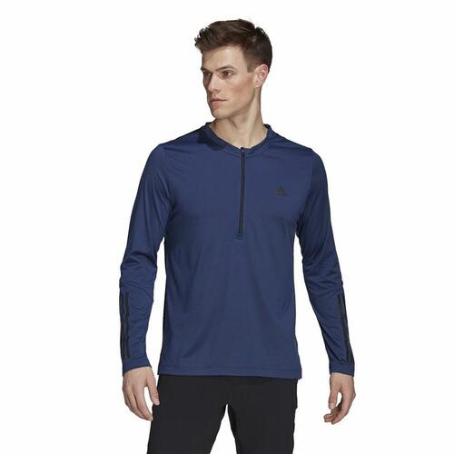 Langærmet T-shirt til Mænd Adidas Training 1/4-Zip Mørkeblå XL