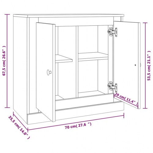 Skænk 70x35,5x67,5 cm konstrueret træ hvid højglans
