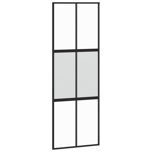 Skydedør 76x205 cm hærdet glas og aluminium sort