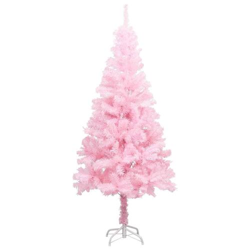 Kunstigt juletræ med LED-lys og fod 120 cm PVC pink