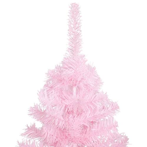 Kunstigt juletræ med LED-lys og fod 120 cm PVC pink