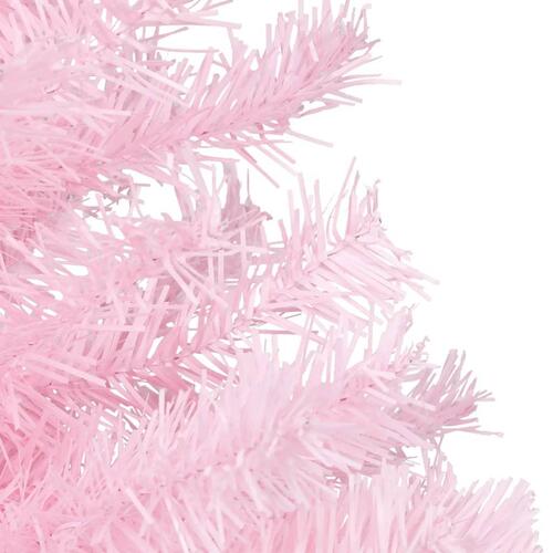 Kunstigt juletræ med LED-lys og fod 120 cm PVC pink