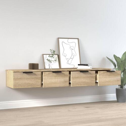Vægskabe 2 stk. 68x30x20 cm konstrueret træ sonoma-eg
