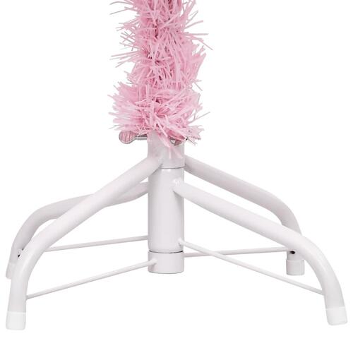 Kunstigt juletræ med LED-lys og fod 120 cm PVC pink