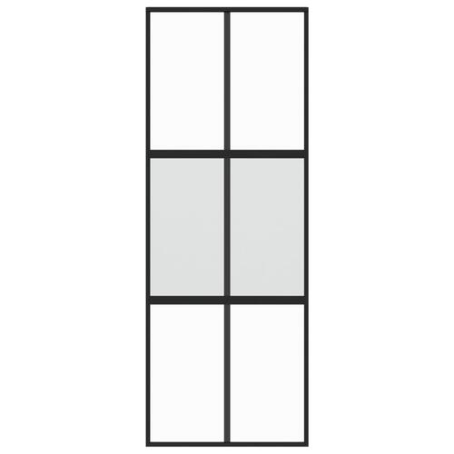 Skydedør 76x205 cm hærdet glas og aluminium sort