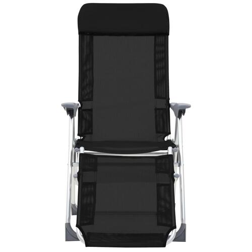 Foldbare campingstole med fodstøtter 2 stk. textilene sort