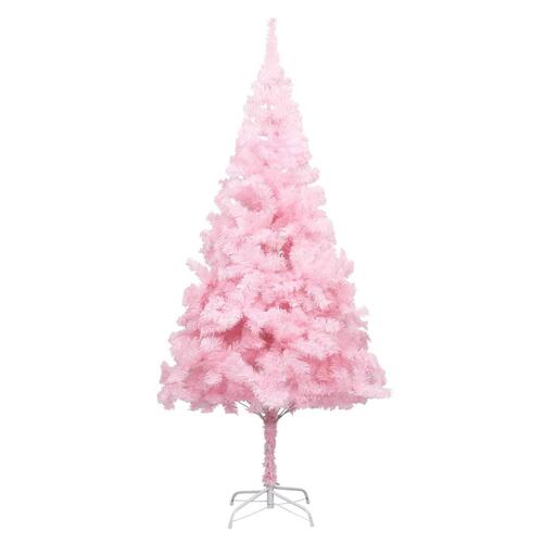 Kunstigt juletræ med LED-lys og fod 180 cm PVC lyserød