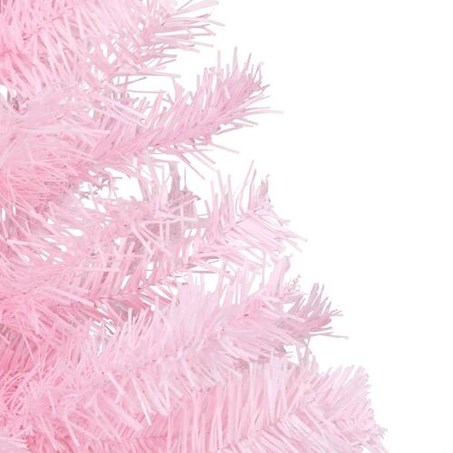 Kunstigt juletræ med lys og juletræsfod 180 cm PVC lyserød