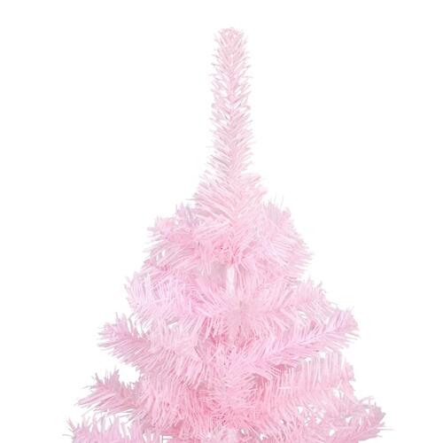 Kunstigt juletræ med LED-lys og fod 180 cm PVC lyserød