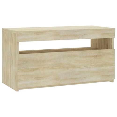 Tv-bord med LED-lys 70x35x40 cm sonoma-eg