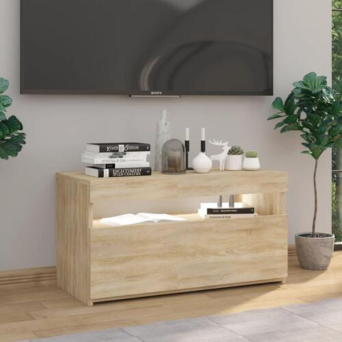 Tv-bord med LED-lys 70x35x40 cm sonoma-eg