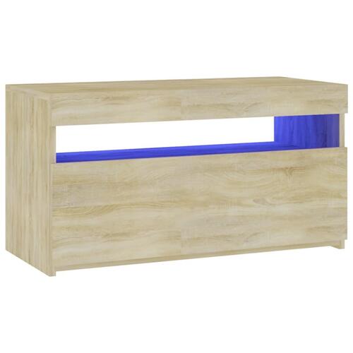 Tv-bord med LED-lys 70x35x40 cm sonoma-eg