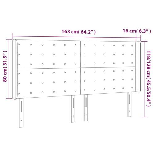 Sengegavl med kanter 163x16x118/128 cm stof cremefarvet