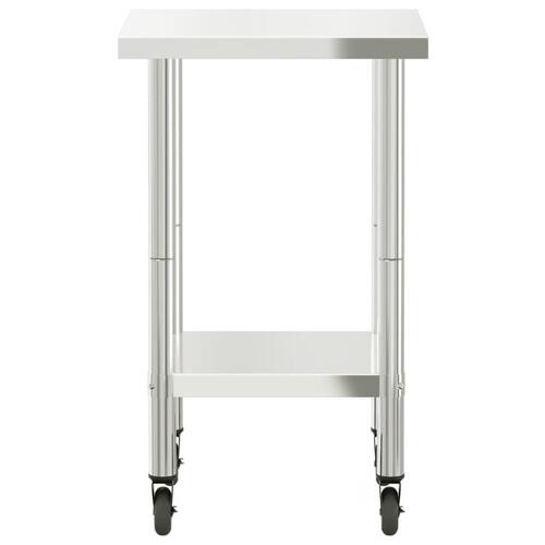 Arbejdsbord med hjul til køkken 55x55x85 cm rustfrit stål