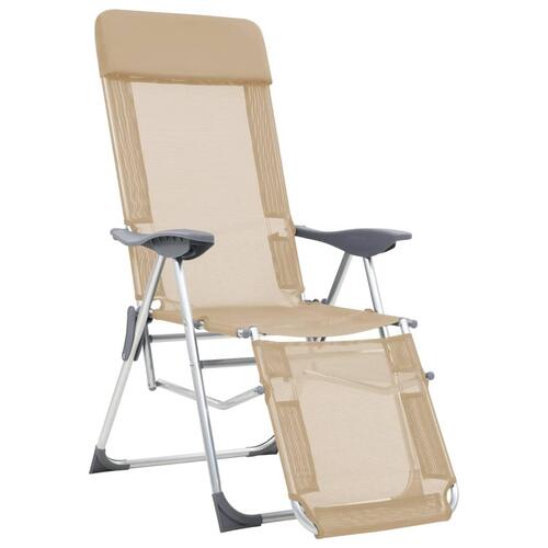 Foldbare campingstole med fodstøtter 2 stk. textilene creme