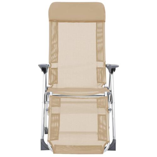 Foldbare campingstole med fodstøtter 2 stk. textilene creme