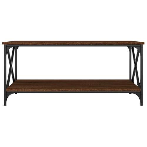 Sofabord 100x50x45 cm konstrueret træ og jern brun egetræsfarve