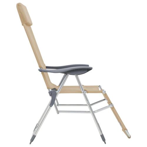 Foldbare campingstole med fodstøtter 2 stk. textilene creme