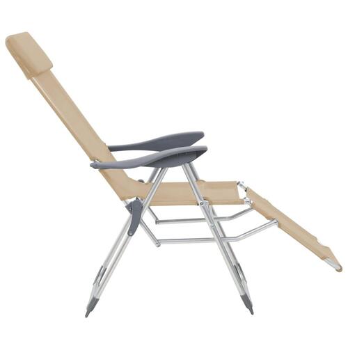 Foldbare campingstole med fodstøtter 2 stk. textilene creme