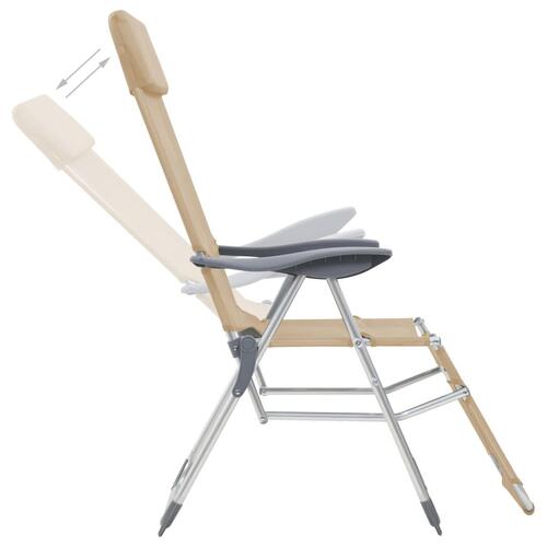 Foldbare campingstole med fodstøtter 2 stk. textilene creme