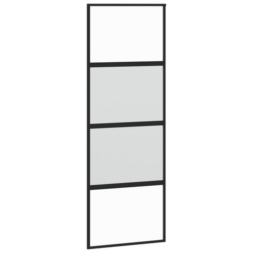 Skydedør 76x205 cm hærdet glas og aluminium sort