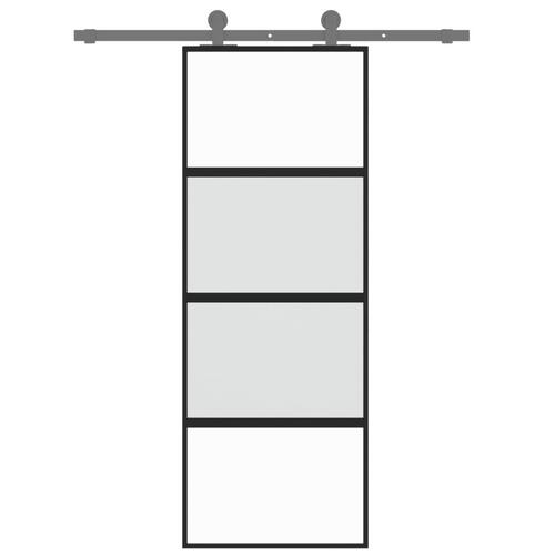 Skydedør 76x205 cm hærdet glas og aluminium sort