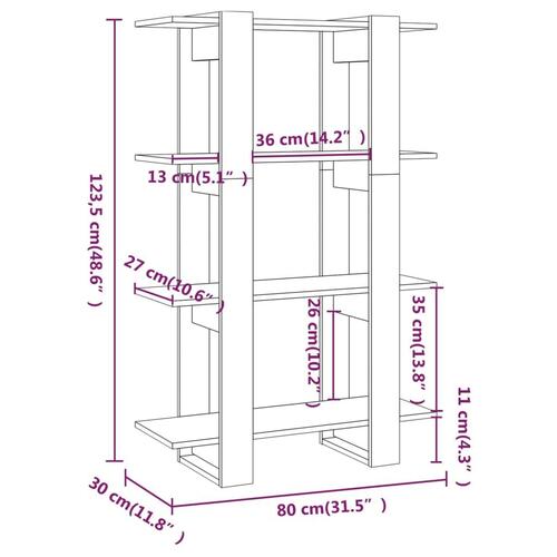 Bogreol/rumdeler 80x30x123,5 cm sort