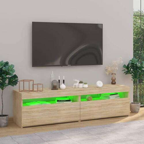 Tv-borde 2 stk. med LED-lys 75x35x40 cm sonoma-eg
