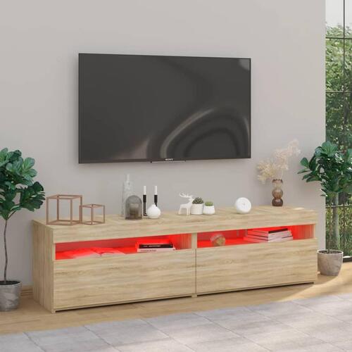 Tv-borde 2 stk. med LED-lys 75x35x40 cm sonoma-eg