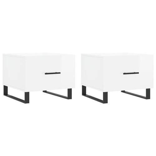 Sofaborde 2 stk. 50x50x40 cm konstrueret træ hvid højglans