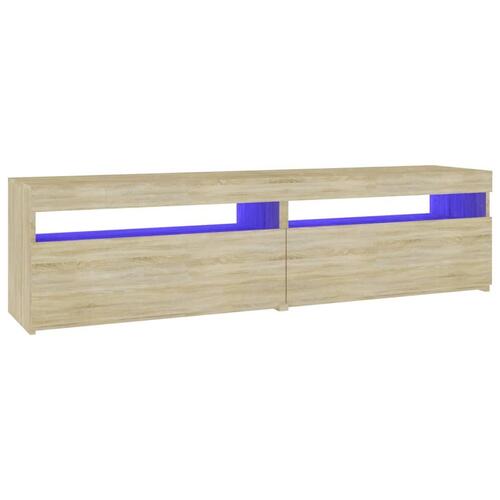 Tv-borde 2 stk. med LED-lys 75x35x40 cm sonoma-eg