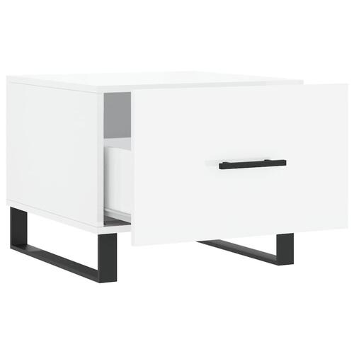 Sofaborde 2 stk. 50x50x40 cm konstrueret træ hvid højglans