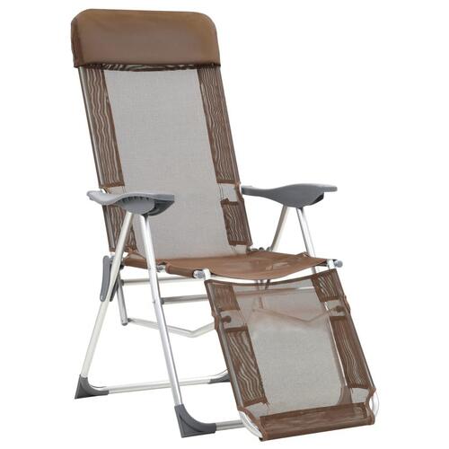 Foldbare campingstole med fodstøtter 2 stk. textilene brun