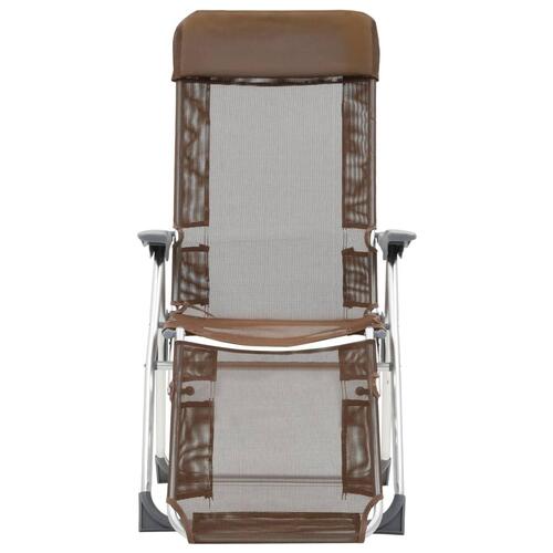 Foldbare campingstole med fodstøtter 2 stk. textilene brun