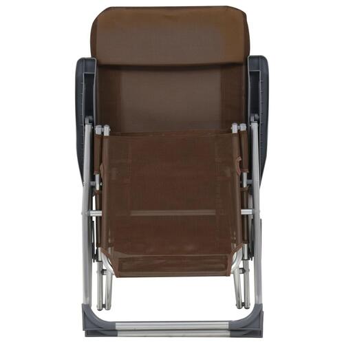 Foldbare campingstole med fodstøtter 2 stk. textilene brun