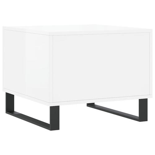 Sofaborde 2 stk. 50x50x40 cm konstrueret træ hvid højglans