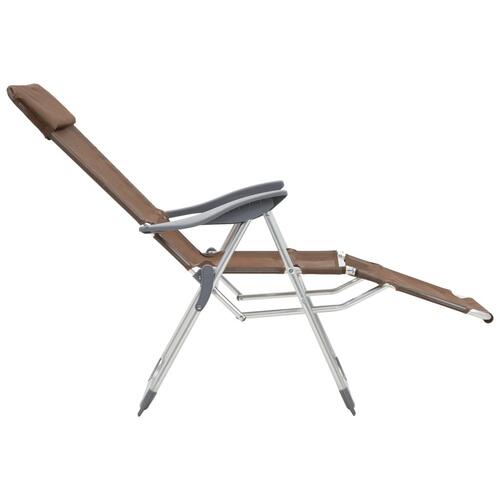 Foldbare campingstole med fodstøtter 2 stk. textilene brun
