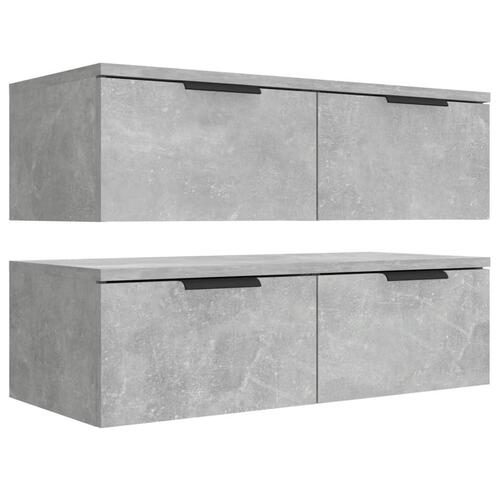 Vægskabe 2 stk. 68x30x20 cm konstrueret træ betongrå