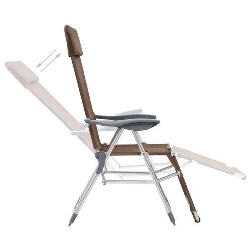 Foldbare campingstole med fodstøtter 2 stk. textilene brun