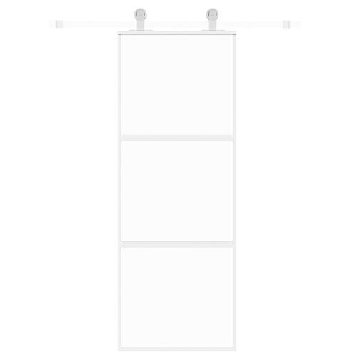 Skydedør 76x205 cm hærdet glas og aluminium hvid