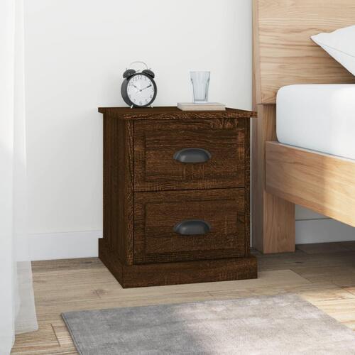 Sengeborde 2 stk. 39x39x47,5 cm konstrueret træ brunt eg
