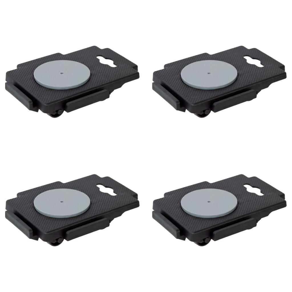 Møbelhunde 4 stk. med 8 hjul 150 kg polypropylen sort