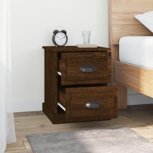 Sengeborde 2 stk. 39x39x47,5 cm konstrueret træ brunt eg