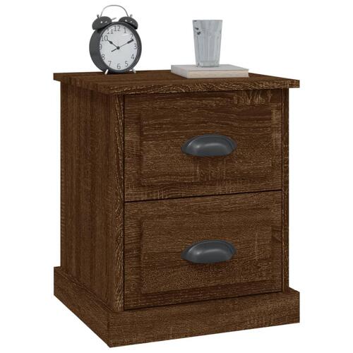 Sengeborde 2 stk. 39x39x47,5 cm konstrueret træ brunt eg
