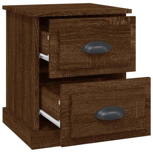 Sengeborde 2 stk. 39x39x47,5 cm konstrueret træ brunt eg