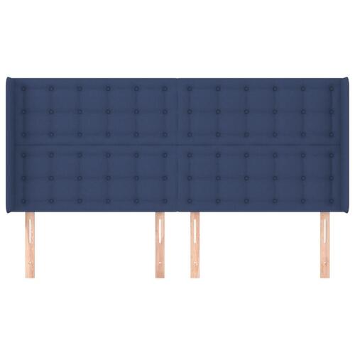 Sengegavl med kanter 183x16x118/128 cm stof blå